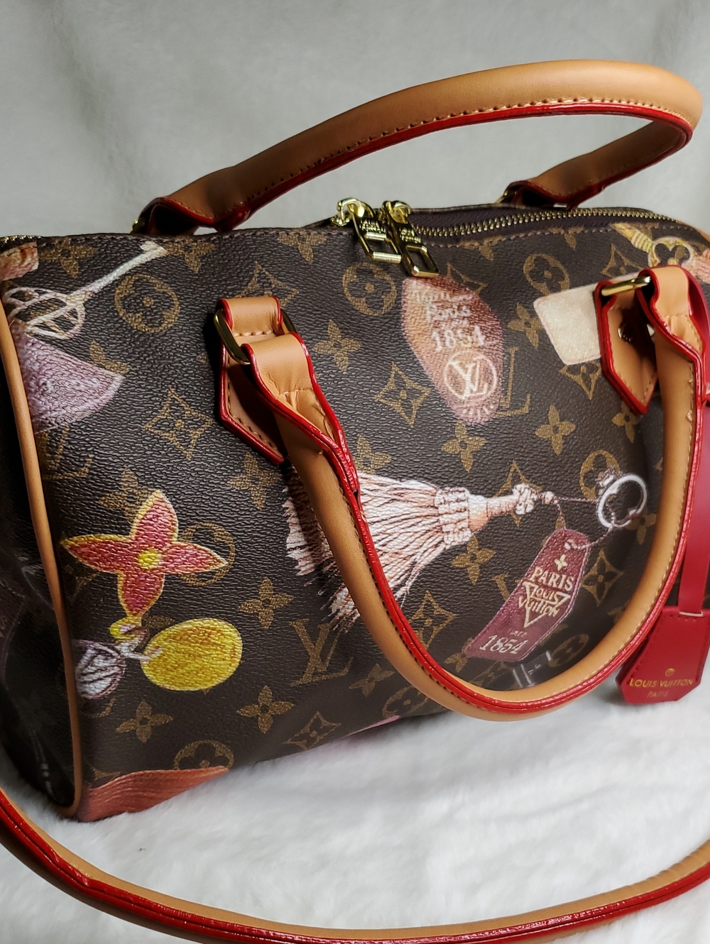 Lv Brown Monogram Satchel with Tan Handles